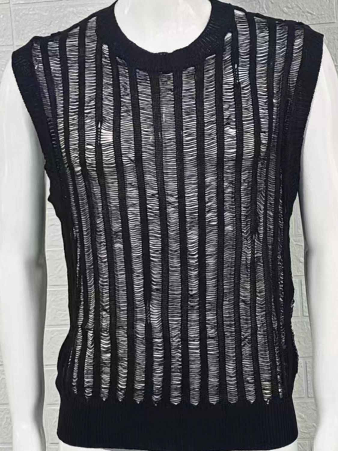 Men's Round Neck Hollow Out Sleeveless Top - Damned Threads